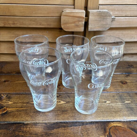 Set of 6 Coca-Cola Glasses – Classic Contour Shape – 16oz Drinkware - Picture 5 of 10